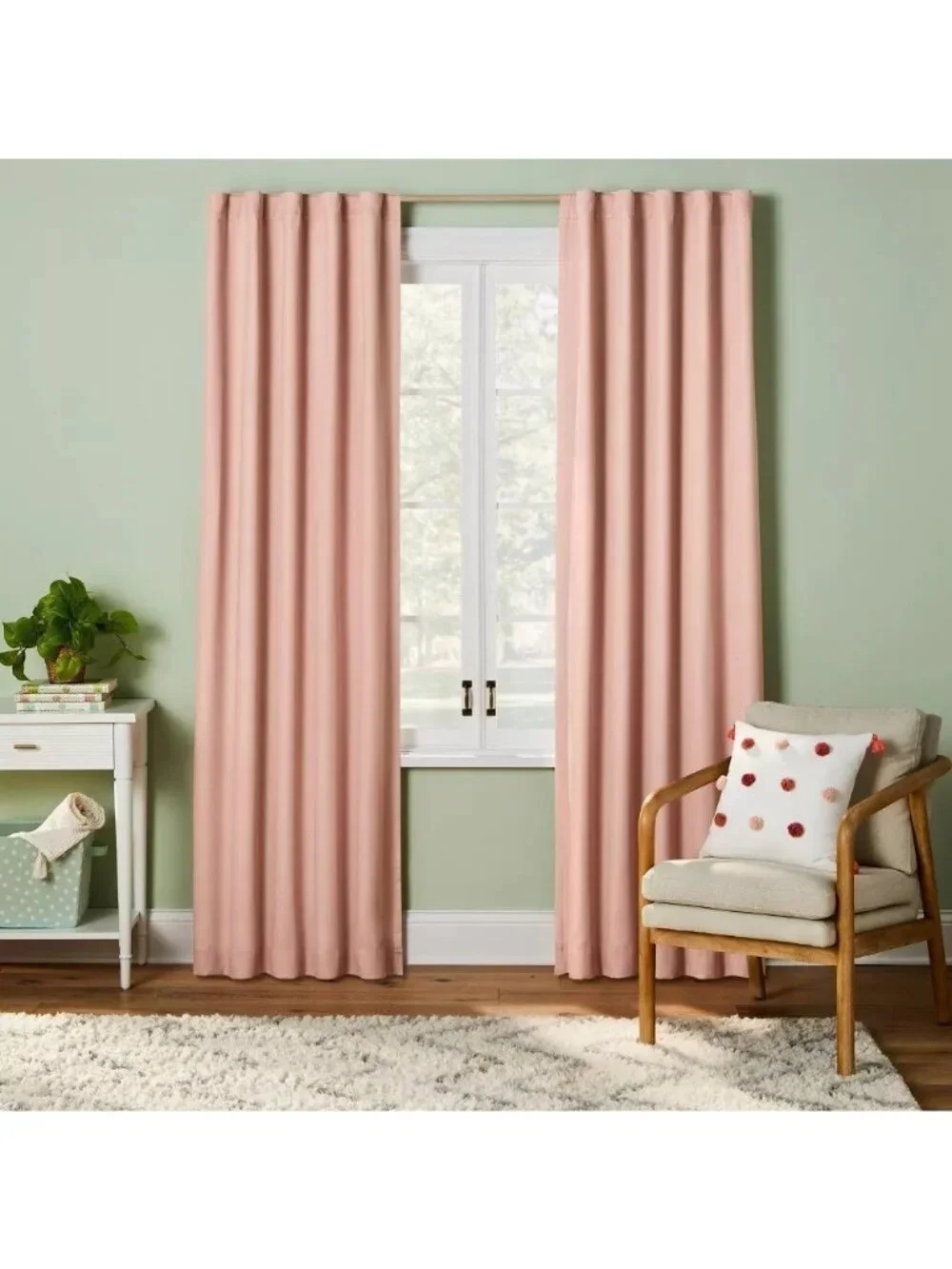Pillowfort Soft Pink Twill Blackout Rod Pocket Hang Curtain Panel 42
